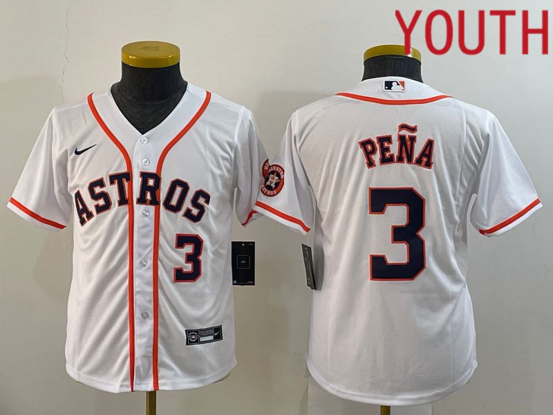 Youth Houston Astros #3 Pena White Game Nike 2022 MLB Jerseys->youth mlb jersey->Youth Jersey